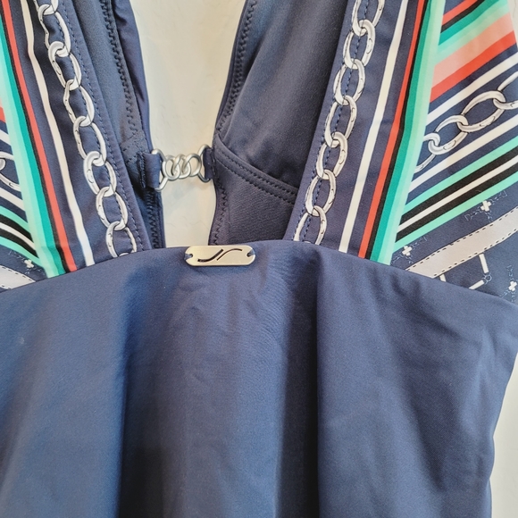 NWT Jets Riviera Plunge Swimsuit INK/WHITE Size 4 - Picture 15 of 16